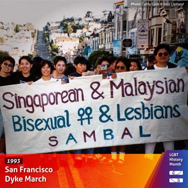 A scan of a photo that says SAMBAL: Singapore and Malaysian Bisexuals and Lesbians