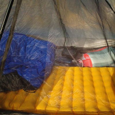 the inside of a tent