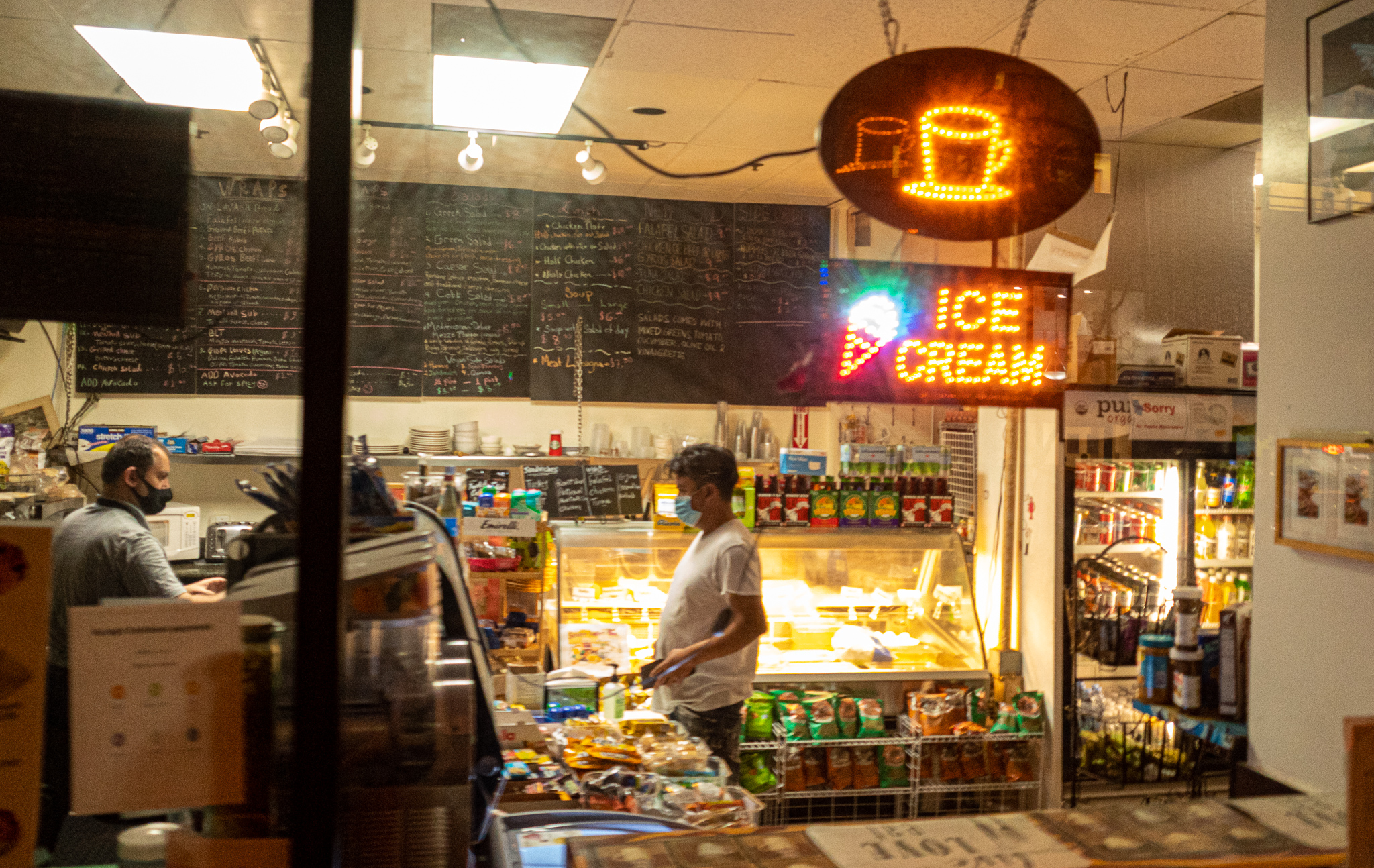 Only food places provide the bright comforting unorange light